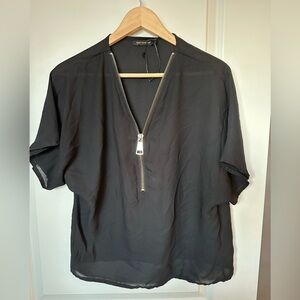 Sheer black puff blouse size small